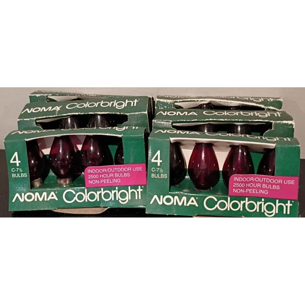 NOMA Colorbright Replacement Christmas Bulbs Amethyst C 7 1/2 Base (6-4pks = 24)